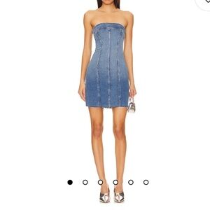 Strapless Denim Mini Dress - Blue